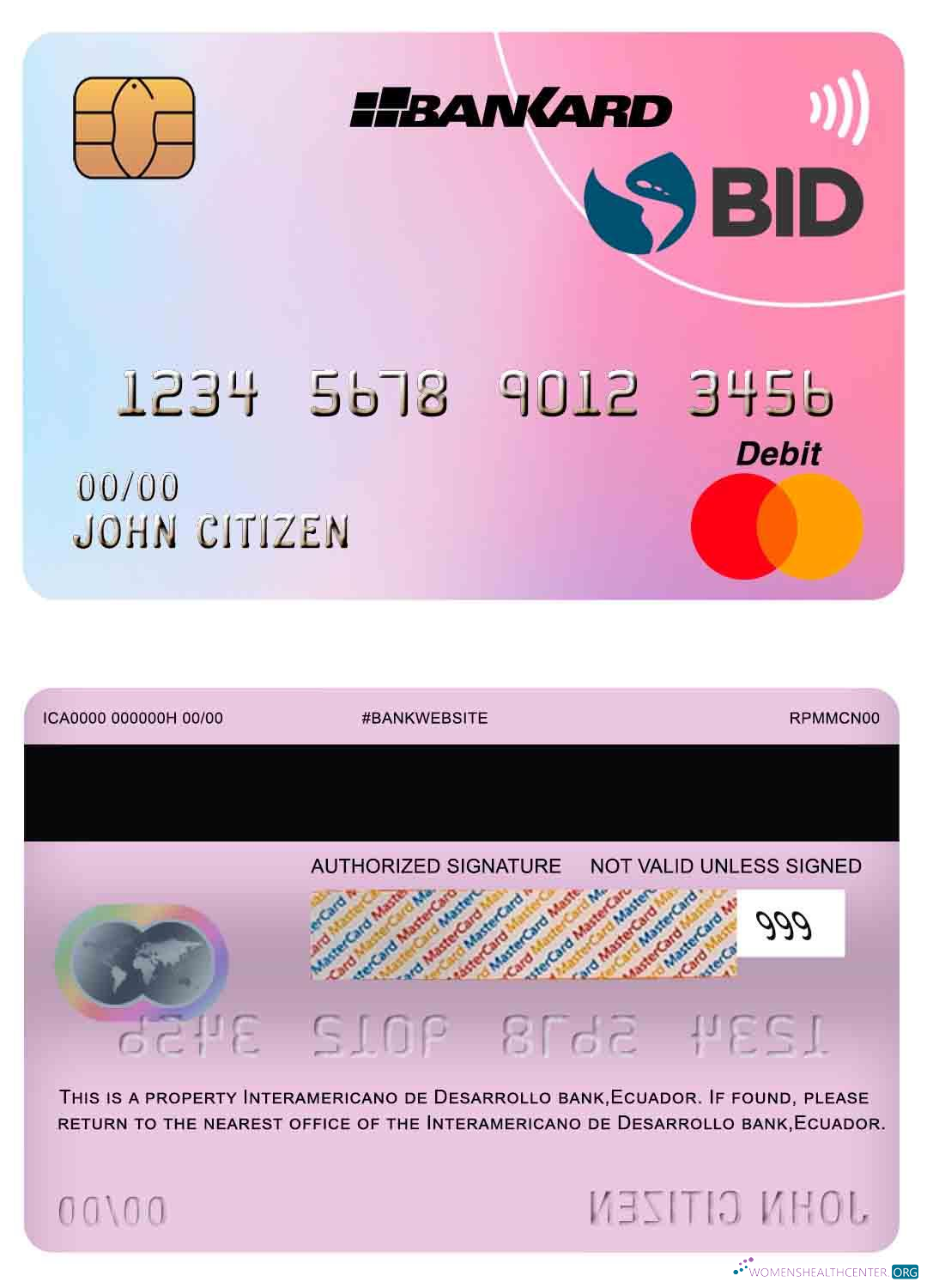 Download Ecuador Banco Interamericano de desarrollo (BID) bank mastercard Photoshop template